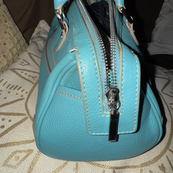 Chic Turquoise Leather Satchel